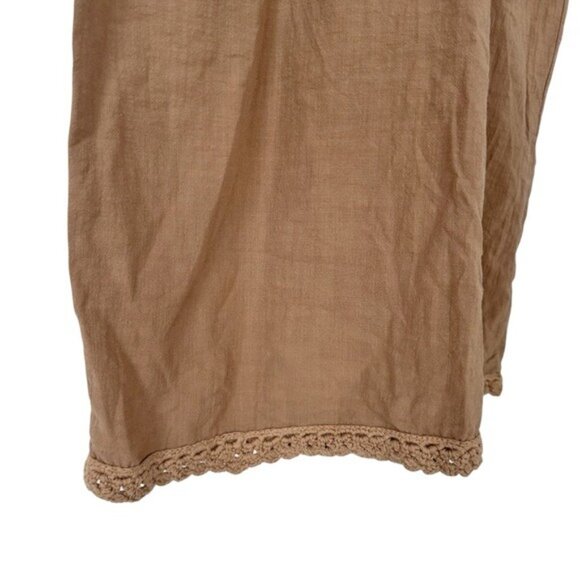 Zara Mixed Macrame Crochet Knit Earth Brown Cotton Midi Dress Size S - Picture 6 of 10